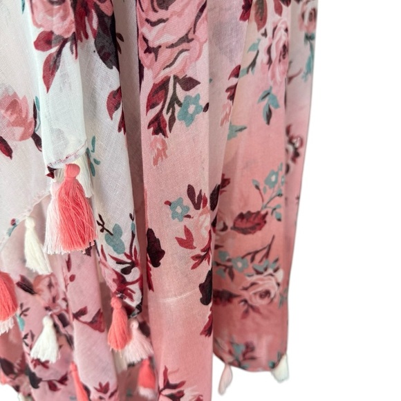 NWT Lane Bryant Rose Print Long Length Open Front Kimono One Size 1X-3X - Picture 7 of 8